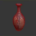 Artistic Hand Carved Ceramic Vase Displaying Ancient Figure Scenes And Blue Orange Details