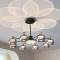 Modern Chandelier With Multiple Transparent Glass Balls And Circular Ceiling Light Patterns 3d model