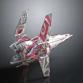 Futuristic Red And White Sci Fi Spaceship Model With Detailed Wings And Engines