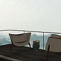 Balcony single seat coffee table 3d model