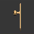 Gold Metal Door Handle With Decorative Plate And Curved Lever Design
