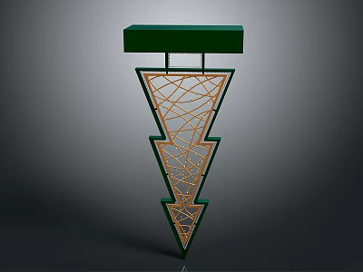Green And Gold Lightning Shaped Equipment With Frame And Mesh Structure 3d model