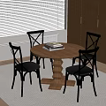 Middle style dining table and chair combination 3d model