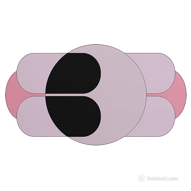 Modern Abstract Shaped Rug With Purple Black Pink Geometric Patterns 3d model 