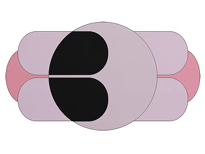Modern Abstract Shaped Rug With Purple Black Pink Geometric Patterns 3d model