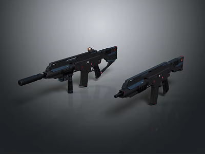 Futuristic Tactical Rifles Black Modern Design With Scope Barrel And Grip 3d model