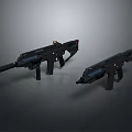 Futuristic Tactical Rifles Black Modern Design With Scope Barrel And Grip