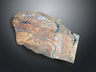 Natural Rocky Landscape With Mountainous Terrain Brown Tones And Blue River 3d model