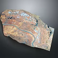 Natural Rocky Landscape With Mountainous Terrain Brown Tones And Blue River