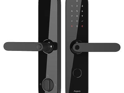 Smart Black Door Handle With Digital Keypad And Fingerprint Scanner Design 3d model