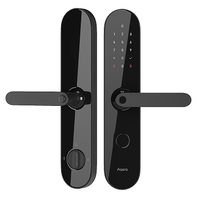 Smart Black Door Handle With Digital Keypad And Fingerprint Scanner Design 3d model