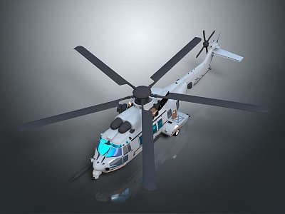 Modern Helicopter Airbus Helicopter Gunship Helicopter Aircraft Gunship 3d model