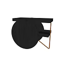 Black Wooden Side Table With Round Base Metal Frame And Tray Top Storage