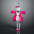 3D Rendered Video Game Character With White Hair Pink Coat Cap And Gray Stockings