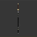 Traditional Japanese Katana With Red Handle And Black Sheath Featuring Golden Accents