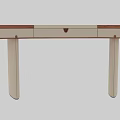 Modern Sleek Dressing Table with Wooden Top Beige Drawers and Round Mirror Design