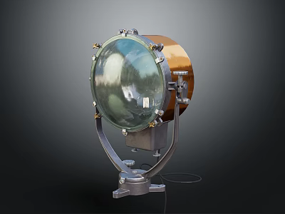 Industrial Vintage Spotlight With Clear Glass Dome Metal Housing And Sturdy Base 3d model