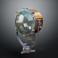 Industrial Vintage Spotlight With Clear Glass Dome Metal Housing And Sturdy Base