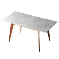 Modern Wooden Leg Table With Smooth Marble Top And Minimalist Design