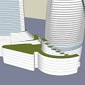 Modern Architectural Design With Conical And Rectangular Tall Buildings And Green Platform 3d model
