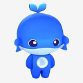 Cute Blue Whale Shaped Doll With Big Eyes Leaf Top And Chest Water Drop Design