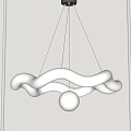 Modern White Wavy Design Chandelier With Spherical Element For Interior Decoration 3d model