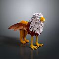 3D Designed Eagle Shaped Toy Figure With White Feathers Brown Wings Yellow Beak Claws
