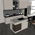 Modern Nakajima Table and Chair Combination Sideboard Sink Refrigerator Cabinet 3d model