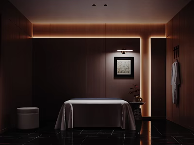 Luxurious SPA Room With Artwork Soft Lighting And Massage Table 3d model