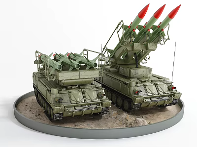 Military Weapon Missile Launcher Vehicle Models With Green Bodies And Red Tip Missiles 3d model