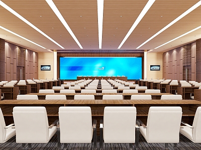 Modern conference room LED large screen multimedia video conference room stage performance auditorium press release emergency command center public opinion monitoring room multimedia conference room 3d model