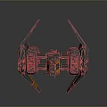 Sci Fi Spaceship Model With Twin Wing Design Green Gray And Orange Accents
