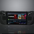 Handheld Gaming Console With Large Screen Showing Control Sega And Game Titles