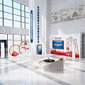 Government Service Hall Spacious Bright Interior With Large Windows White Pillars Blue Signs Seating Areas