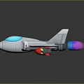 White Toy Airplane With Blue Cockpit Colorful Jet Nozzles And Red Components