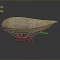 Classic Vintage Airship With Large Fabric Balloon Red Gondola And Ropes