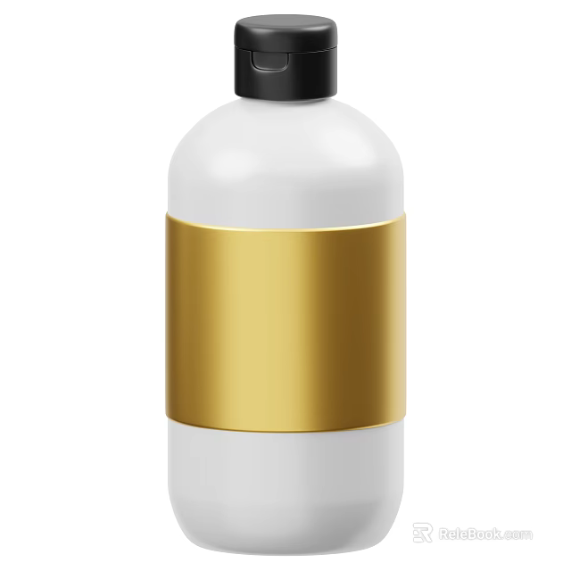 White Spice Bottle With Gold Label And Black Cap For Kitchen Accessories 3d model 