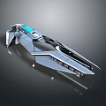 Futuristic Spaceship Concept Model With Sleek Metallic Body Aerodynamic Wings And Blue Light