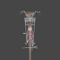 Pink Bicycle With Front Basket And Brown Seat On Black Background