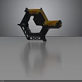 Sci Fi Weapon With Yellow Black Hexagonal Design Exodus Label Futuristic Structure 3d model
