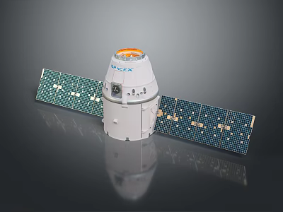 NASA Space Capsule With White Body Solar Panels And Orange Top Design 3d model