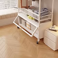 White MultiLayer Clothing Storage Cart With Folded Shirts Socks And Wheels