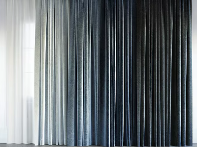 Ombre Color Curtains With Soft Fabric Light Filtering Design For Modern Home 3d model