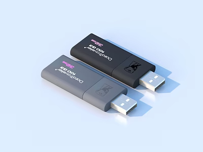 Black And Gray USB 3.0 Flash Drives With Advanced Features For Daily Life Use 3d model