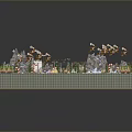 Detailed Miniature 3D Landscape Model With Mountains Rivers Buildings Trees And Paths
