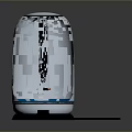 Modern Silver Electric Kettle With Black Handle Blue Display And Power Cord