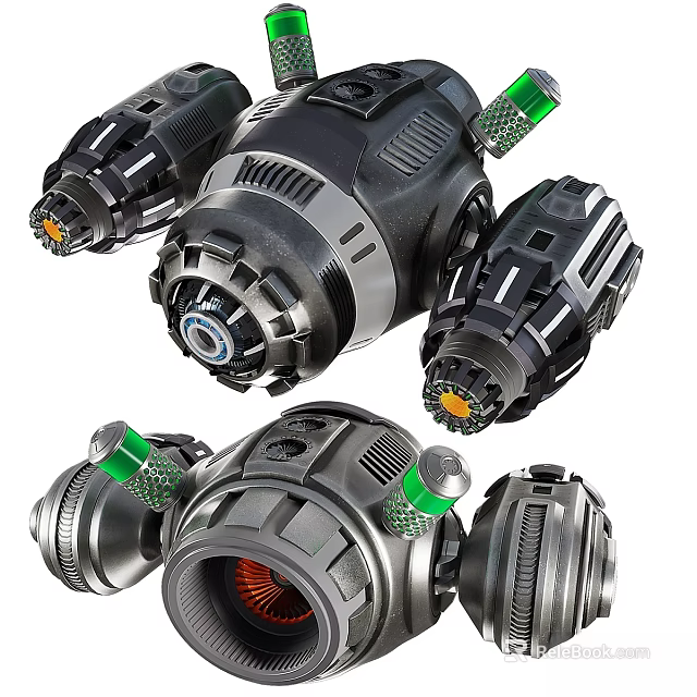 Modern Multifunctional Daily Use Electrical Appliance With Metal Design And Green Indicators 3d model 