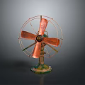 Vintage Electric Fan With Copper Blades And Metal Tabletop Base