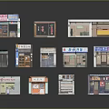 Miniature Retail Shop Models With Various Storefront Designs And Colorful Signage