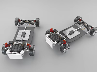 Industrial Mobile Chassis Equipment With Steel Frame Wheels And Motor Components 3d model